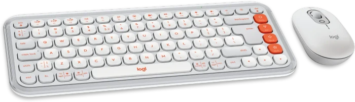Logitech POP Icon Combo, Off-White & Orange, Logi Bolt, USB/Bluetooth, US