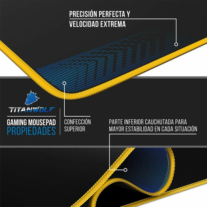 Titanwolf Symbol Yellow XXL Speed Gaming-Mauspad, schwarz/gelb