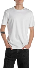 Replay Logo-Stickerei T-Shirt kurzarm natural white (Herren)