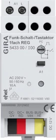 Gira eNet Funk Tast-/Schaltaktor 1-fach, 16A, 2TE REG, Schaltaktor (5433 00)