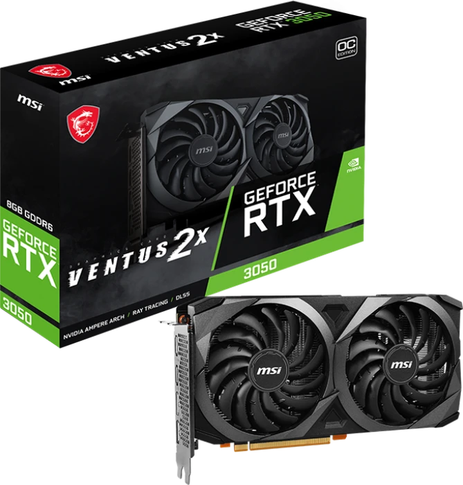 MSI GeForce RTX 3050 Ventus 2X 8G OCV1, 8GB GDDR6, 2x HDMI, 2x DP