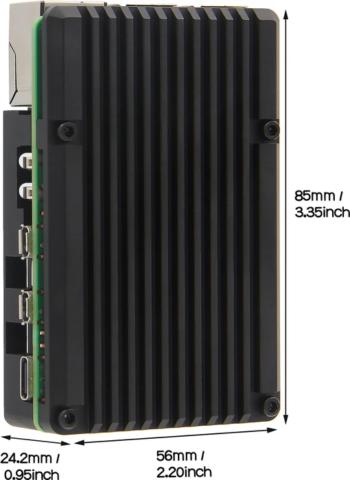 Geekworm Aluminiumgehäuse Armor Case für Raspberry Pi 5, mit 1x Lüfter, schwarz