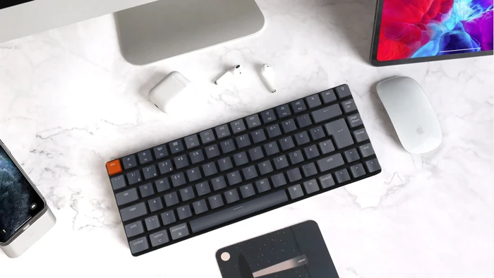 Keychron K3 V2, 75% TKL, LEDs weiß, hot-swap, schwarz/grau, Keychron LOW PROFILE Optical BROWN, USB/Bluetooth, DE