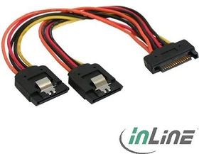 InLine SATA Buchse auf 2x SATA Stecker Y-Kabel mit Sicherheitslasche 0.15m (29683A)
