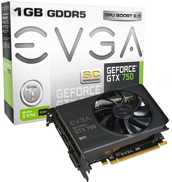 EVGA GeForce GTX 750 Superclocked, 1GB GDDR5, DVI, HDMI, DP