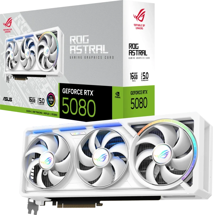 ASUS ROG Astral GeForce RTX 5080 White, ROG-ASTRAL-RTX5080-16G-WHITE, 16GB GDDR7, 2x HDMI, 3x DP