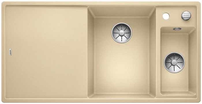 Blanco Axia III 6 S InFino Becken rechts mit Ablauffernbedienung champagner inkl. Holzschneidebrett