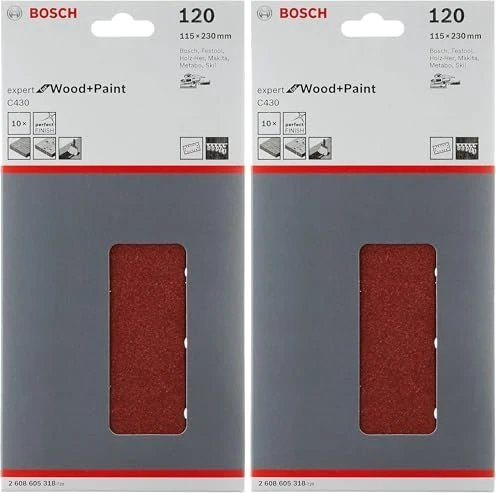 Bosch Professional C430 Expert for Wood and Paint Schleifblatt K120, 115x230mm, 10 Stück