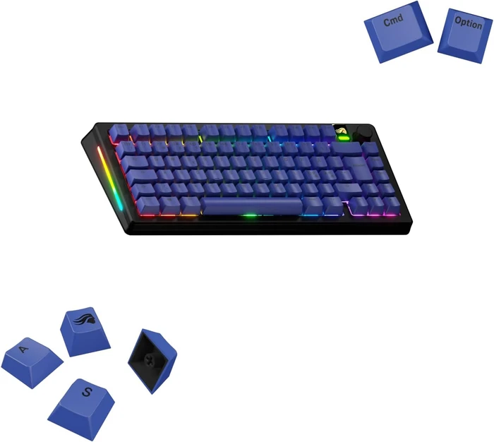 Glorious GPBT Basics Keycaps, Kunststoff (PBT), Mana Blue, blau, 131 Tasten, ISO-ND