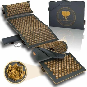Calm Elephant Ultimate-Set Akupressurmatte 71 x 42cm Massagematte mit Wärmefunktion grau