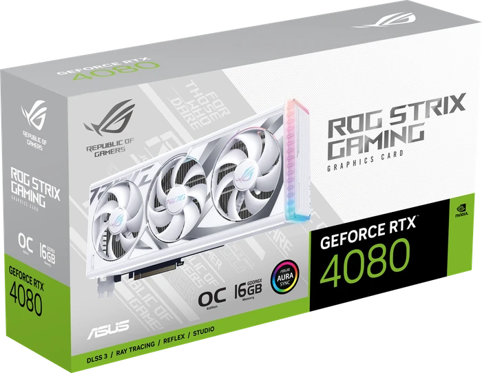 ASUS ROG Strix GeForce RTX 4080 OC, ROG-STRIX-RTX4080-O16G-WHITE, 16GB GDDR6X, 2x HDMI, 3x DP