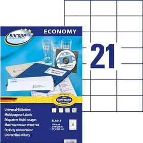 europe100 Etiketten, 70x42.3mm, weiß, 100 Blatt (2100 Etiketten)