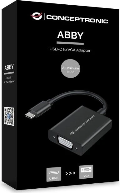 Conceptronic ABBY05B USB-C 3.0 zu VGA Adapter, USB-C [Stecker] auf VGA [Buchse], Adapterkabel, 10cm