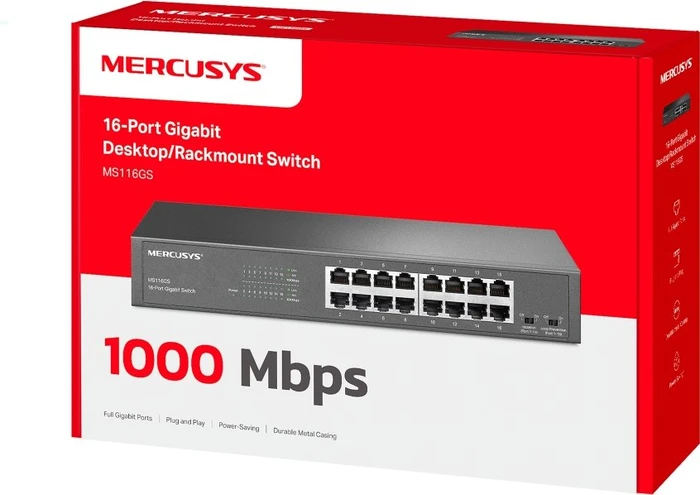 Mercusys Desktop Gigabit Switch, 16x RJ-45