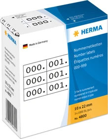 Herma Zahlenetiketten dreifach, 22x10mm, schwarz/weiß, 1er-Pack (3000 Etiketten)