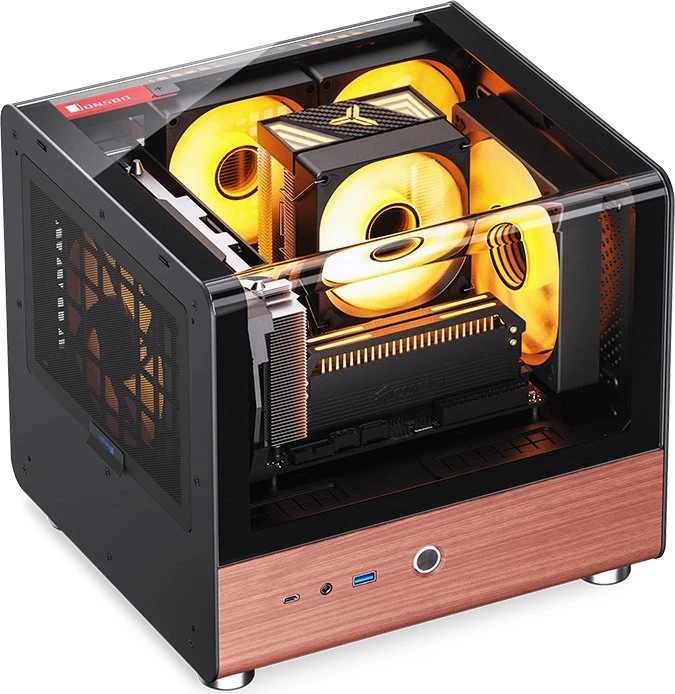 Jonsbo TK-0 Black, schwarz/braun, Glasfenster, Mini-ITX