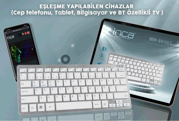 Inca IBK-569BT Smart Silver Keyboard, silber, Bluetooth, TR