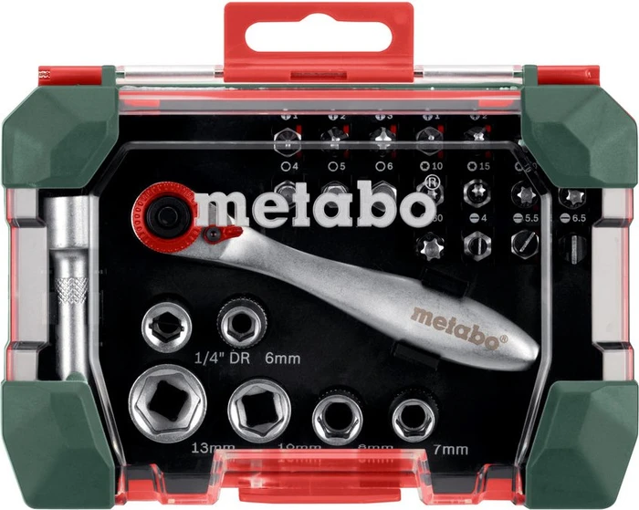 Metabo Bit- und Ratschen-Box SP Bitset/Steckschlüsselsatz inkl. Werkzeugbox, 26-tlg.