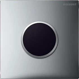 Geberit Urinalsteuerung mit elektronischer Spülauslösung, Netzbetrieb, Typ 10 Abdeckplatte hochglanz-verchromt/mattverchromt
