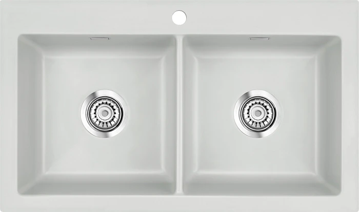 systemceram Mera Twin F Einbau Doppelspüle alu