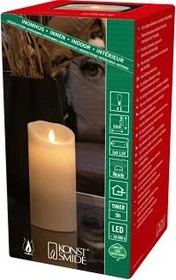 Konstsmide Echtwachskerze 17.7cm cremeweiß LED 1x warmweiß, 1 Stück