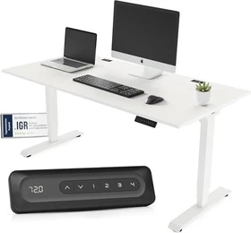 Yaasa Desk Essential elektrisch höhenverstellbarer Sitz-Steh-Schreibtisch 120x80cm weiß/weiß