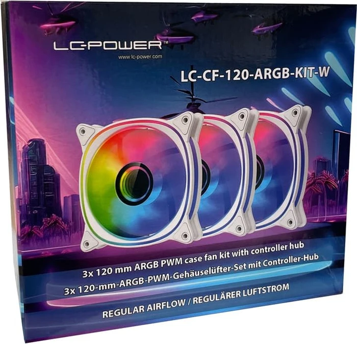 LC-Power Case Fan 120mm ARGB, weiß, LED-Steuerung, Fernbedienung, 120mm, 3er-Pack