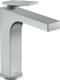 Hansgrohe Axor Citterio 160 Waschbeckenarmatur mit Hebelgriff Ablauffernbedienung und Rautenschliff brushed chrome