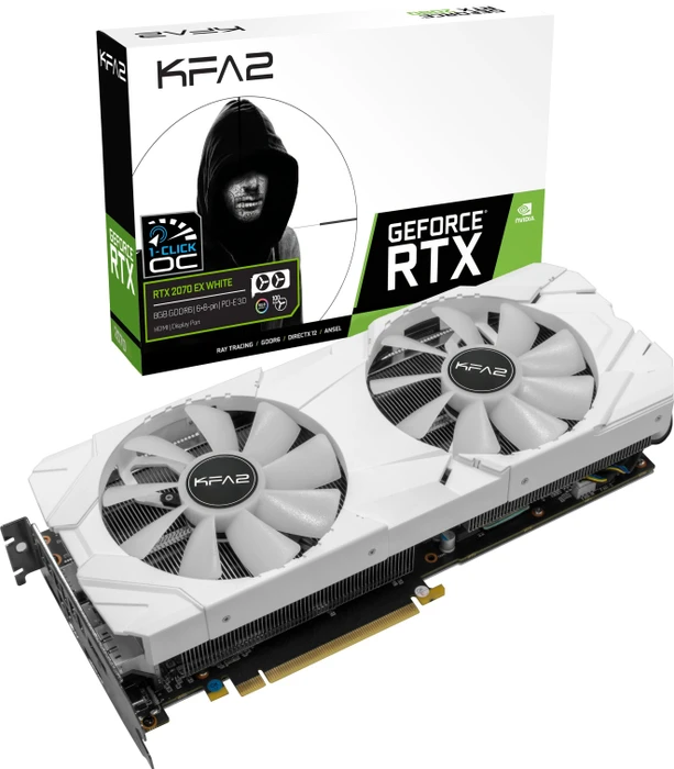 KFA2 GeForce RTX 2070 EX White (1-Click OC), 8GB GDDR6, HDMI, 2x DP