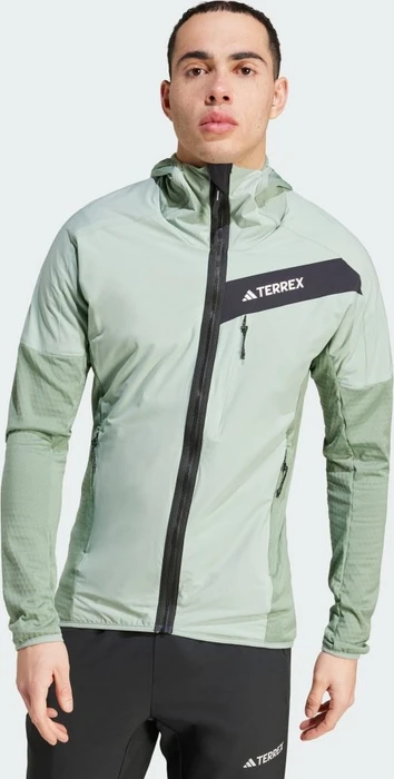 adidas Terrex Techrock Hooded Wind Fleece Jacke silver green (Herren)