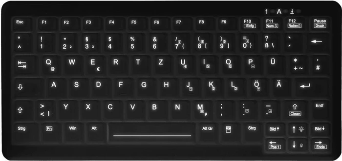 Contour Design Active Key kompakte Hygiene-Tastatur, schwarz, vollversiegelt, USB, DE