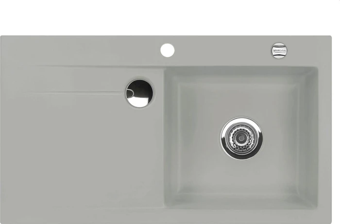 systemceram Stema 90 Einbau Becken rechts mit Ablauffernbedienung titan