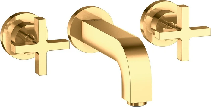 Hansgrohe Axor Citterio 3-Loch Waschbeckenarmatur mit Kreuzgriffen 162mm polished goldoptik