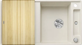 Blanco Axia III 5 S-F InFino Becken reversibel mit Ablauffernbedienung softweiß inkl. Glasschneidebrett