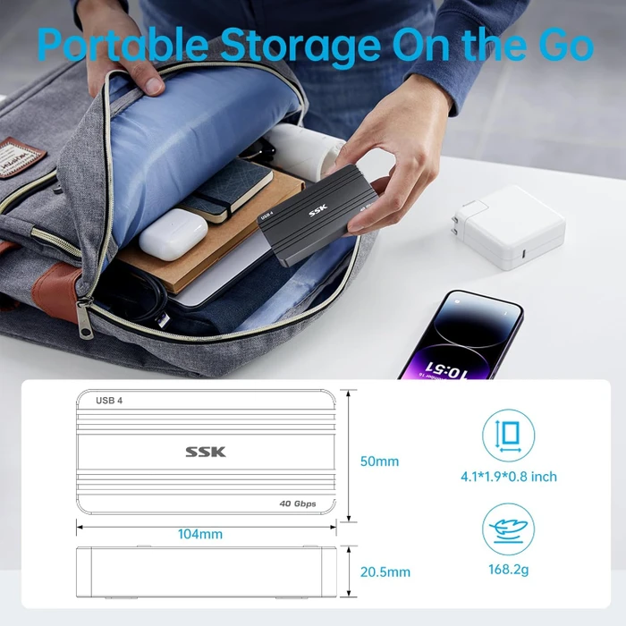 SSK HE-C401 Externes Gehäuse für M.2 NVMe SSD, USB4