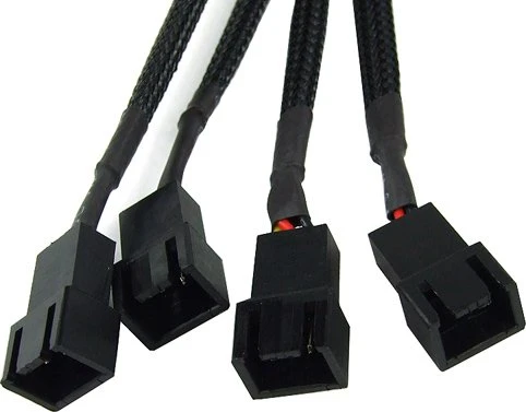 Phobya 3-Pin auf 4x 3-Pin Verteiler, sleeved, 60cm, schwarz