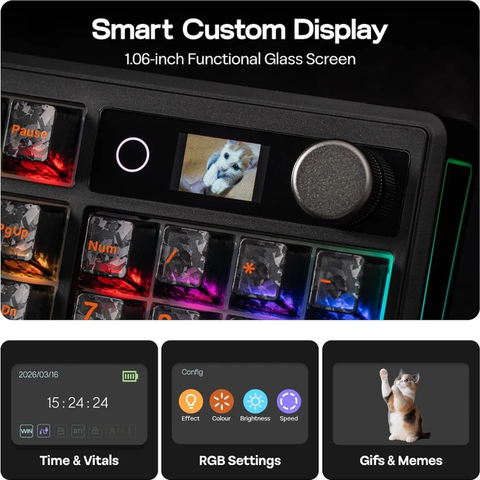 Epomaker TH108 V2 Pro Wireless, Black, LEDs RGB, hot-swap, Epomaker Sea Salt Silent V2, USB/Bluetooth, US