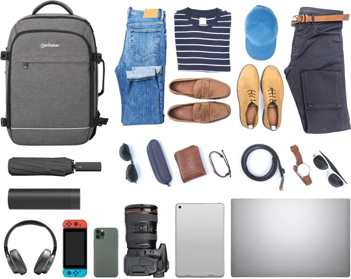 Manhattan Rome 17.3" Laptop-Reiserucksack, grau