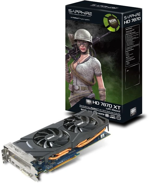 Sapphire Radeon HD 7870 XT Boost, 2GB GDDR5, DVI, HDMI, 2x mDP, lite retail