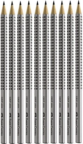 Faber-Castell Grip 2001 Bleistift HB graphit, silber, 6er-Pack