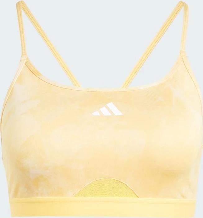 adidas Aeroreact Training Essentials Light Support Tie-Dye Flower-Print Sport-BH crystal sand/semi spark (Damen)