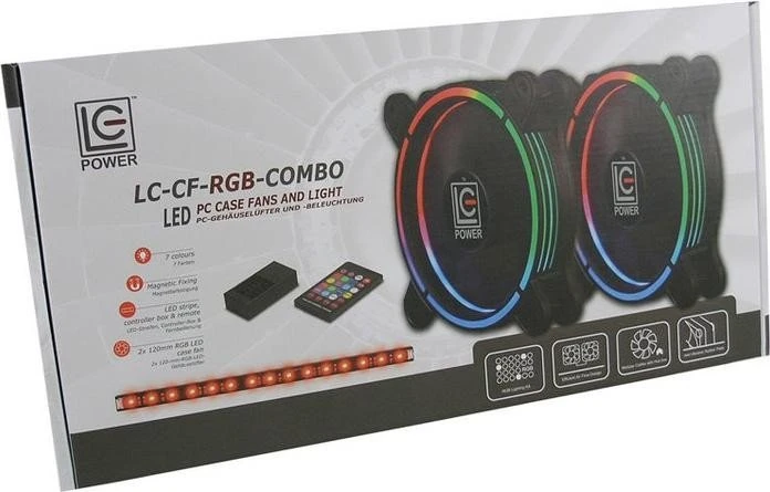 LC-Power LC-CF-RGB-COMBO, LED-Steuerung, Fernbedienung, LED-Strip, 120mm, 2er-Pack