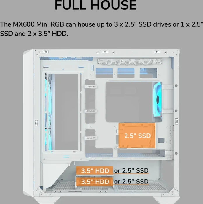 Cougar MX600 Mini RGB Black, Glasfenster