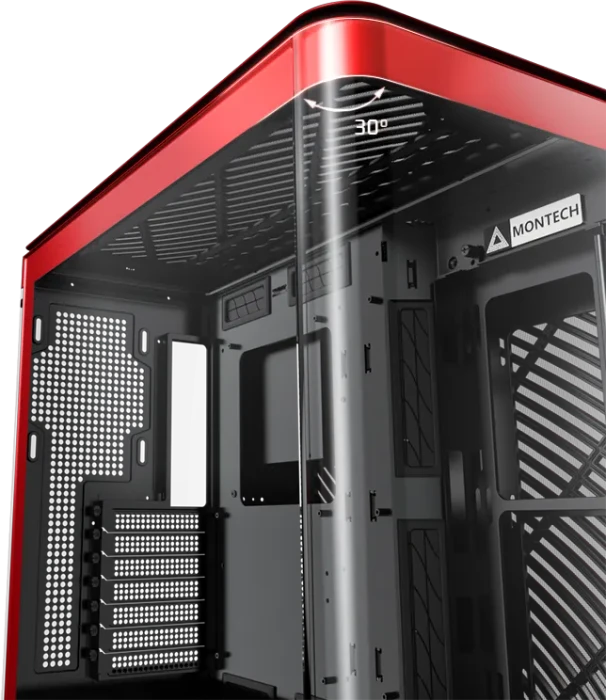 Montech King 95 Vibrant Red, rot, Glasfenster