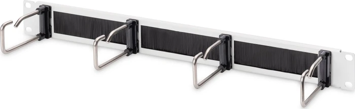 Digitus Kabelrangierpanel mit Stahlbügeln und Bürstenleiste, für 483mm-Schränke, RAL 7035, 1HE