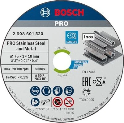 Bosch Professional A60RBF Expert for Inox Trennscheibe, 76x1x10mm, 1 Stück