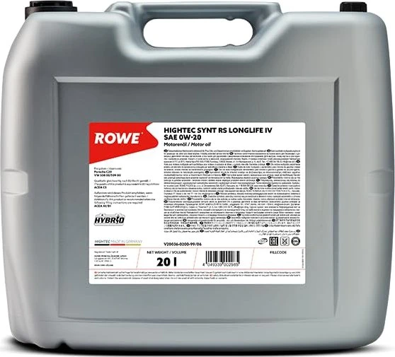 Rowe Hightec Synth RS Longlife IV SAE 0W-20 20l