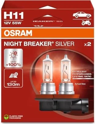 Osram Night Breaker Silver H11 55W, 1er-Pack Faltschachtel