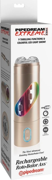 Pipedream Extreme Toyz Rechargeable Roto-Bator Ass gold