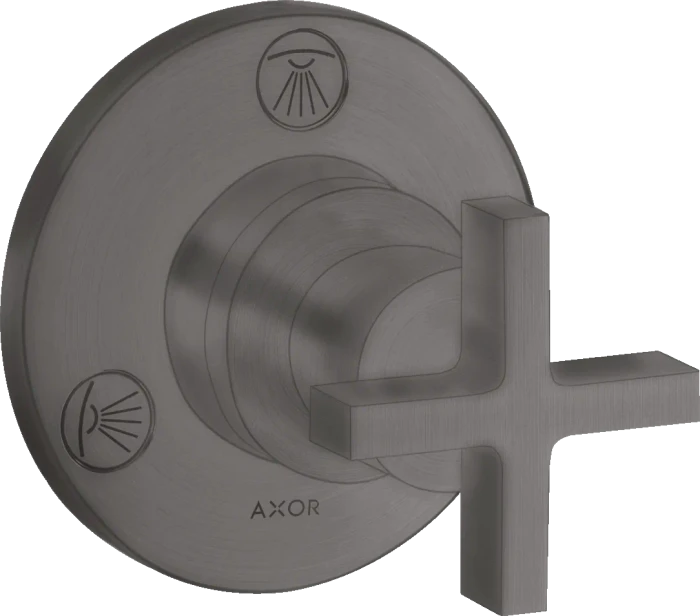 Hansgrohe Axor Citterio Ab- und Umstellventil Trio/ Quattro Unterputz mit Kreuzgriff brushed black chrome